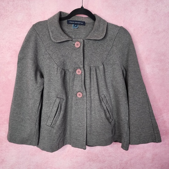 French Connection Jackets & Blazers - 171. French Connection Gray Button Front Jacket Coat Women’s Size 10